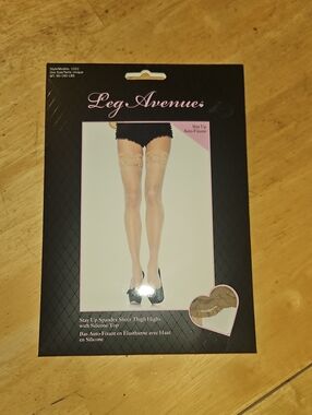 Leg Avenue Sheer Thigh Highs in Nude with Lace Top